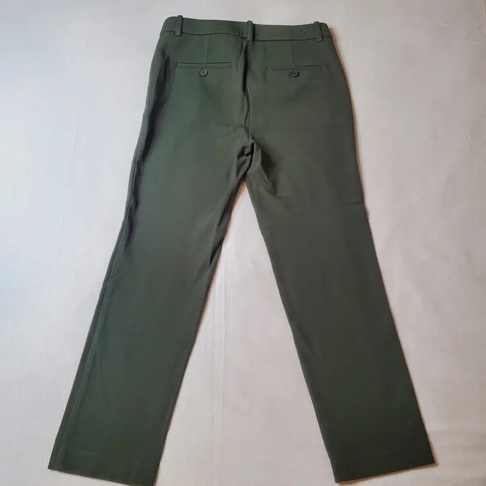 Theory Women's Size 4 Treeca K Oxford Knit Straight Pants Green